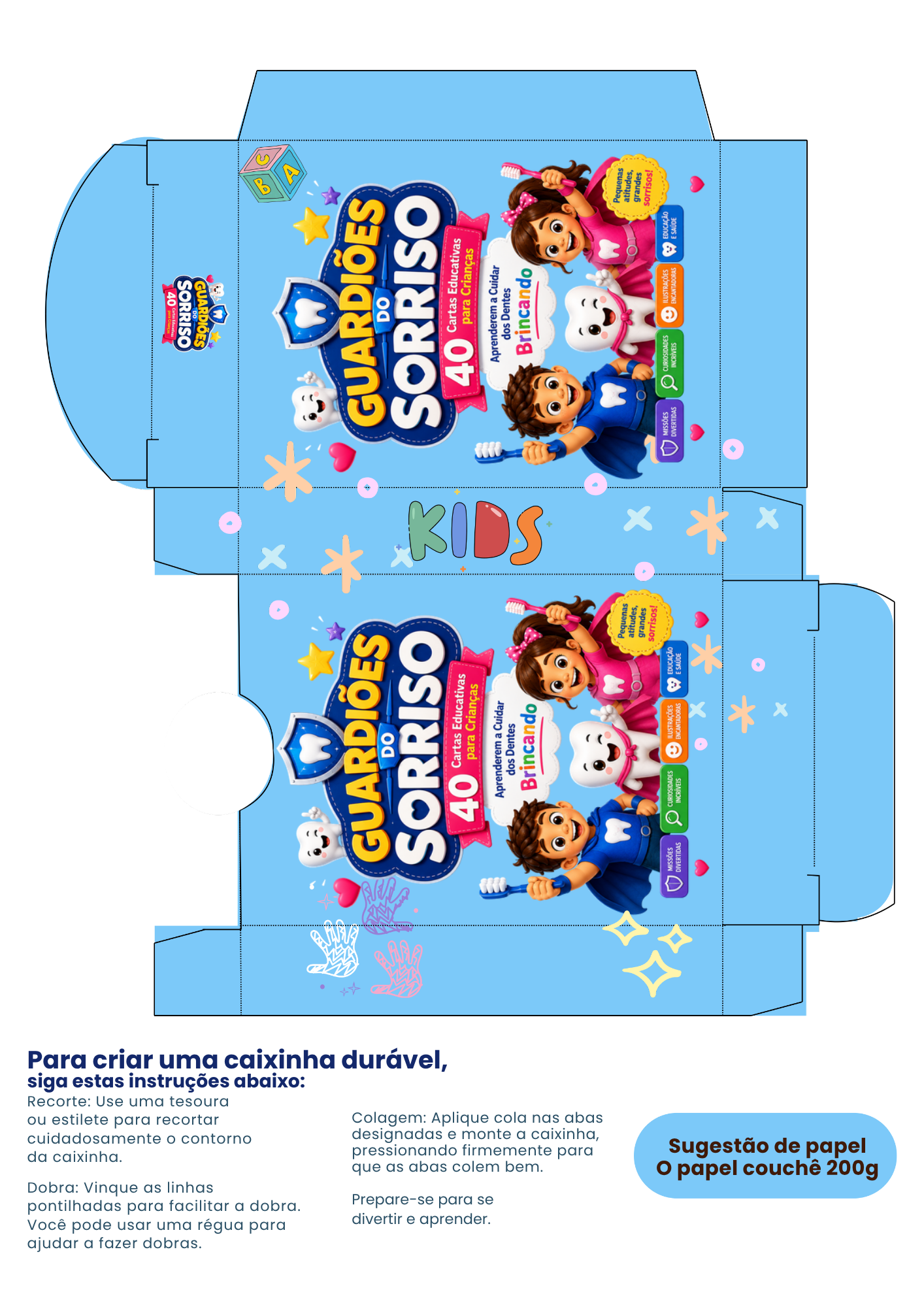 Molde da caixinha de cartas educativas
